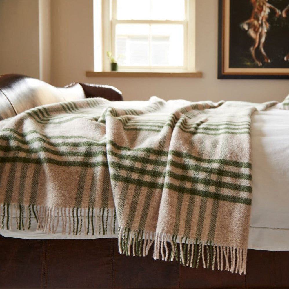 Tweedmill Hex Check Olive Throw