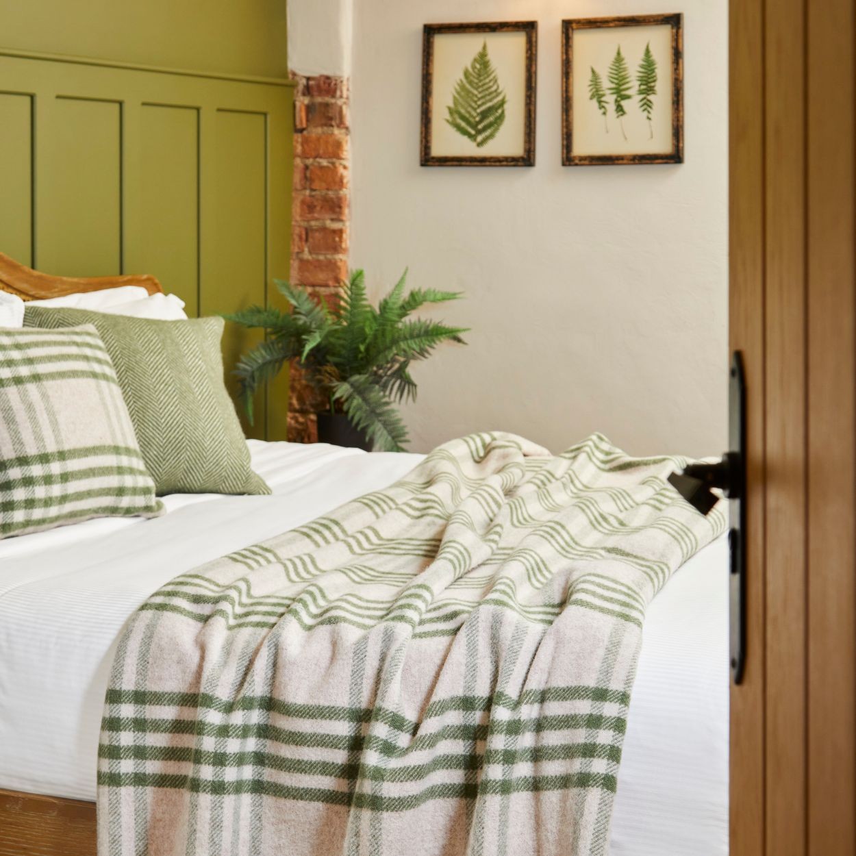 Tweedmill Hex Check Olive Throw