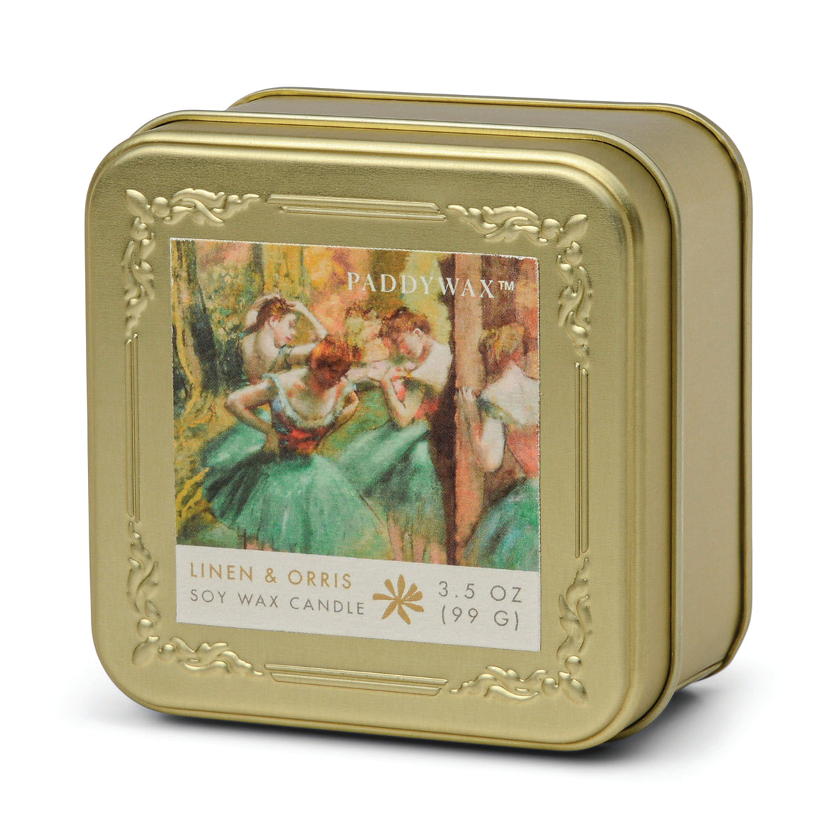 Degas Dancers 'Pink & Green' Impressionist Glass Candle - French Linen and Orris