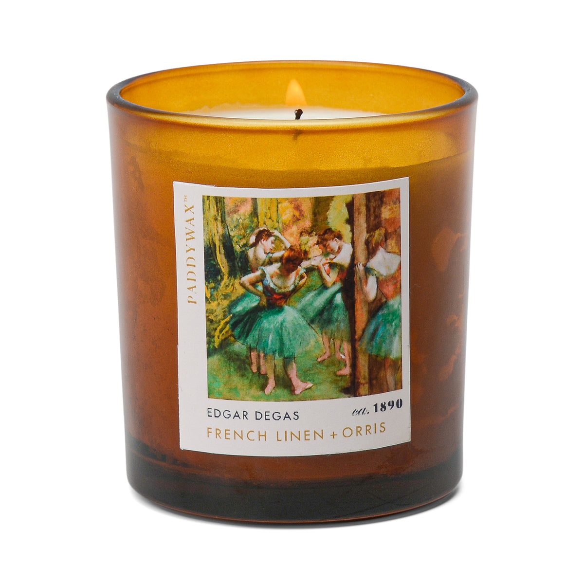 Degas Dancers 'Pink & Green' Impressionist Glass Candle - French Linen and Orris