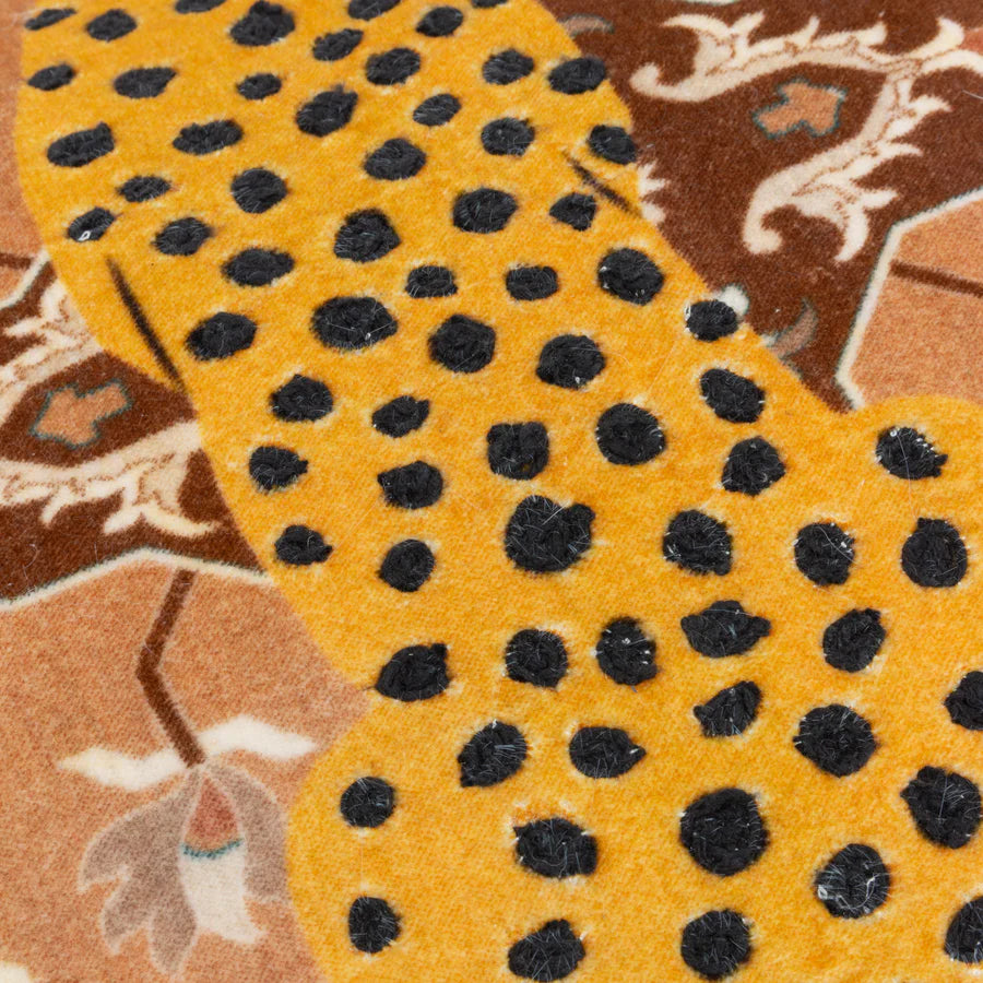 Kilim Cheetah Printed Velvet Cushion - Terracotta