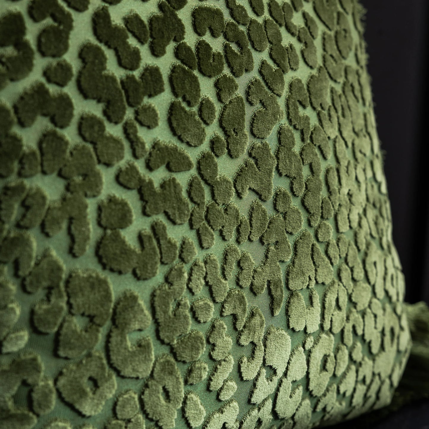 Green Leopard Love Cut Velvet Cushion
