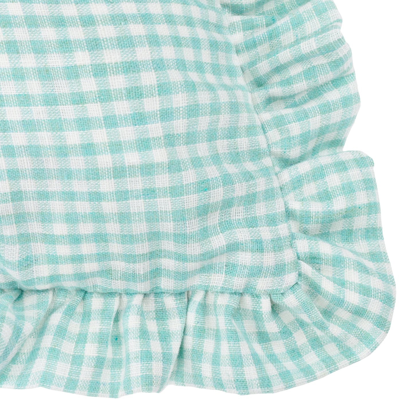 Les Petite Fleurs Gingham Ruffle Cushion - Spring Green
