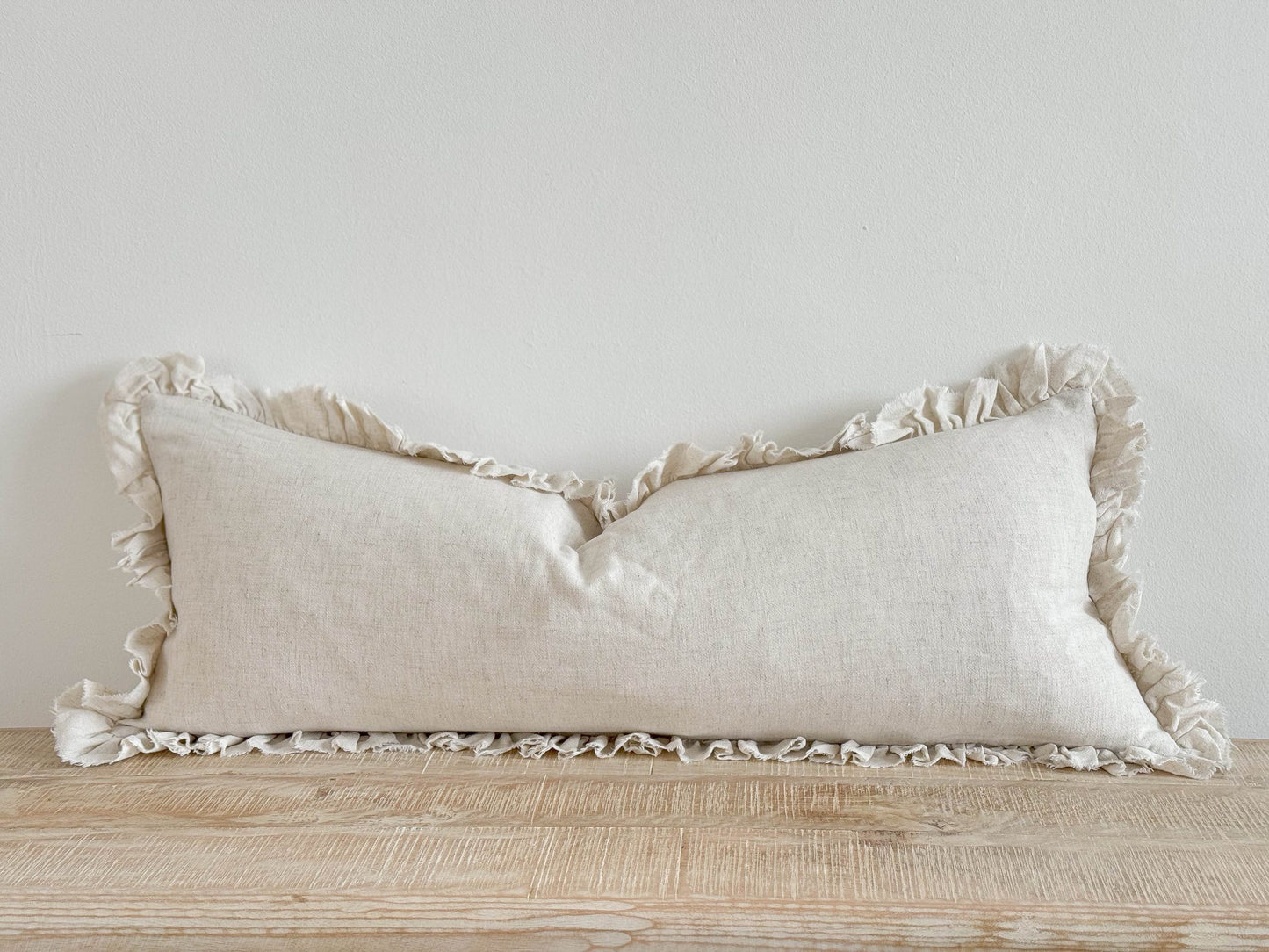 Hallie Sand Ruffle Linen Bolster Cushion