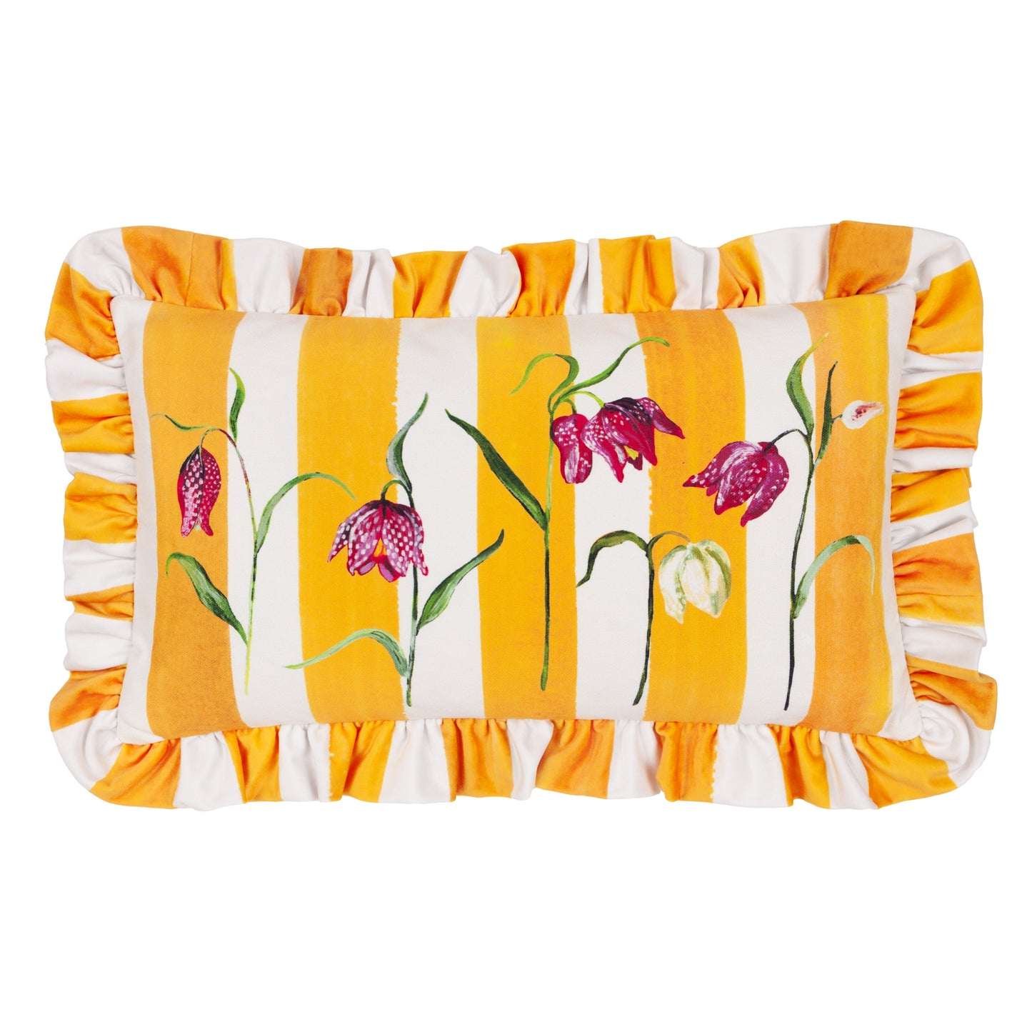 Marais Fritillaries Printed Chenille Cushion Yellow