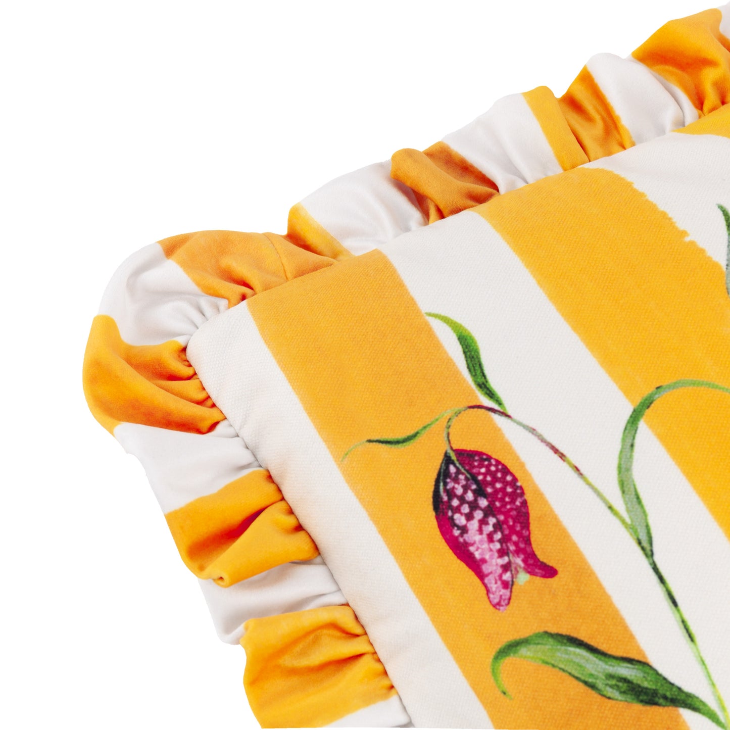 Marais Fritillaries Printed Chenille Cushion Yellow