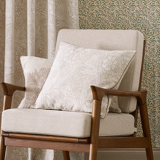 Morris & Co. Marigold Piped Jacquard Cushion - Stone