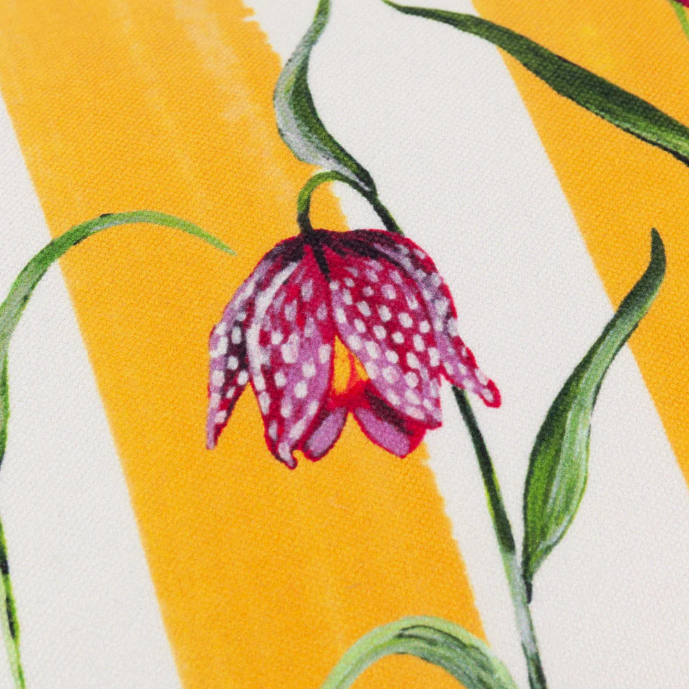 Marais Fritillaries Printed Chenille Cushion Yellow
