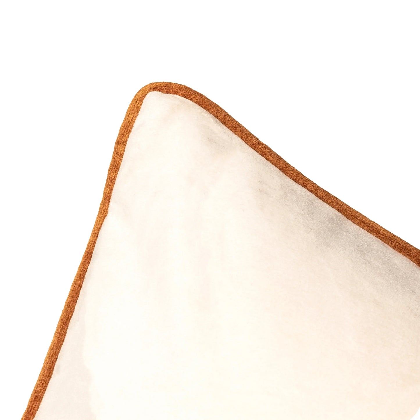 Large Piped Velvet Cushion in Ecru & Ginger