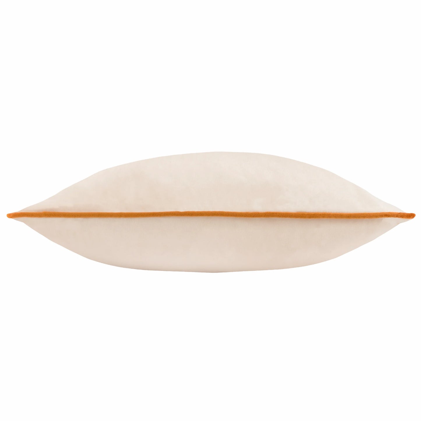 Large Piped Velvet Cushion in Ecru & Ginger