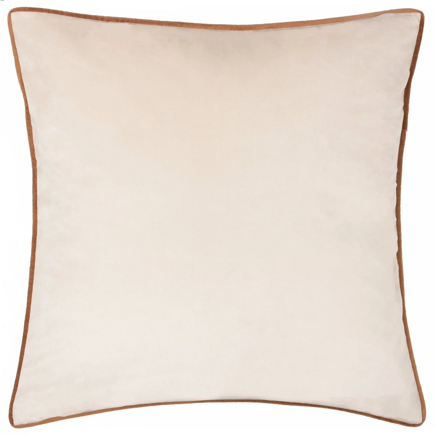 Large Piped Velvet Cushion in Ecru & Ginger