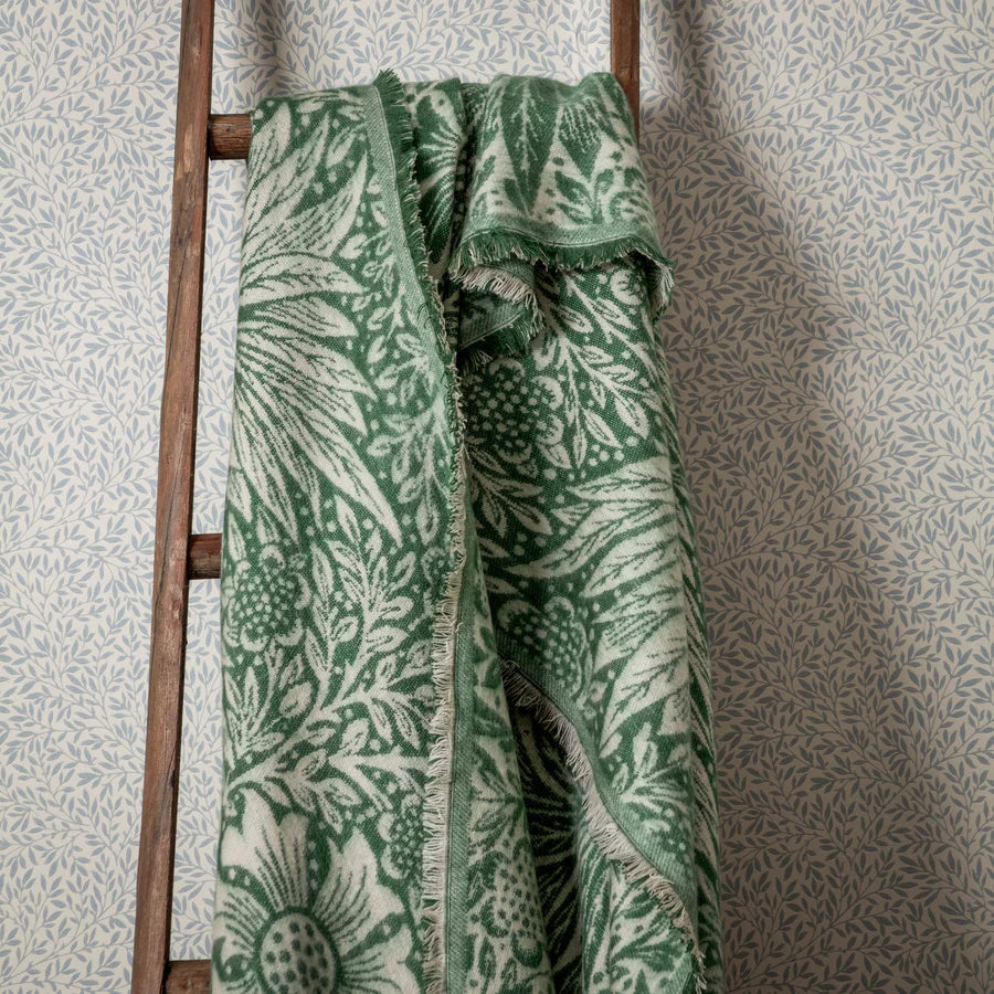 Morris & Co. Marigold Jacquard Throw - Green