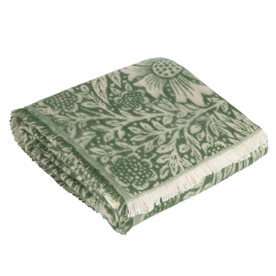 Morris & Co. Marigold Jacquard Throw - Green