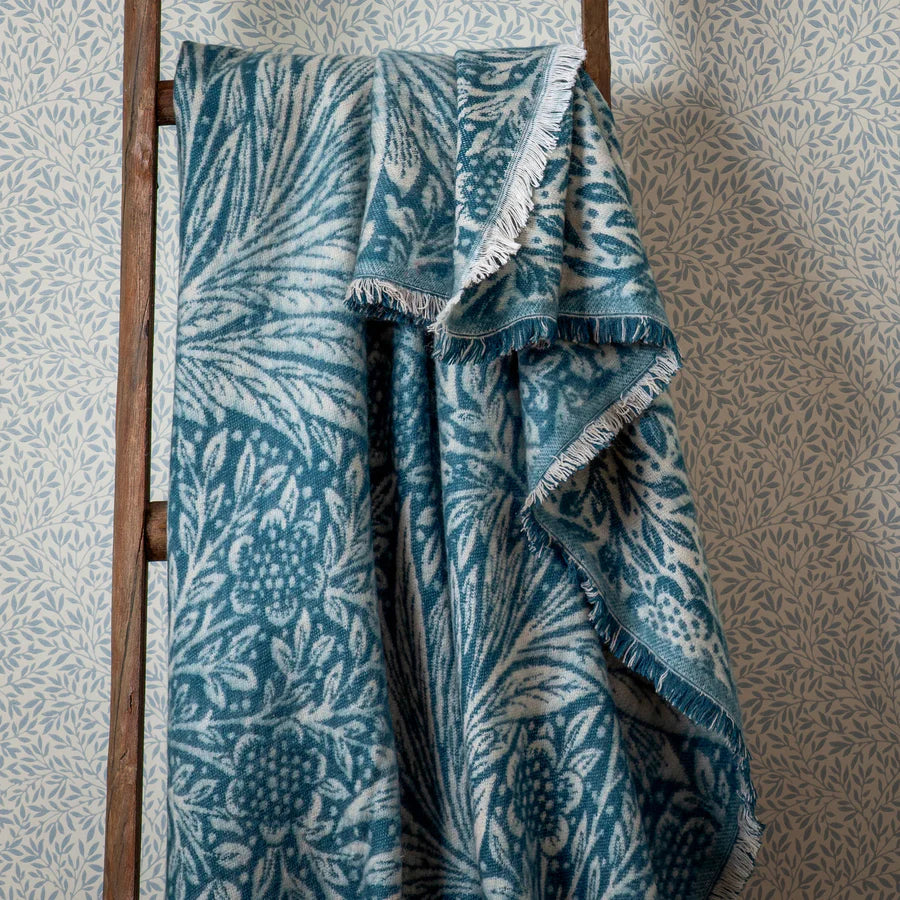 Morris & Co. Marigold Jacquard Throw - Indigo