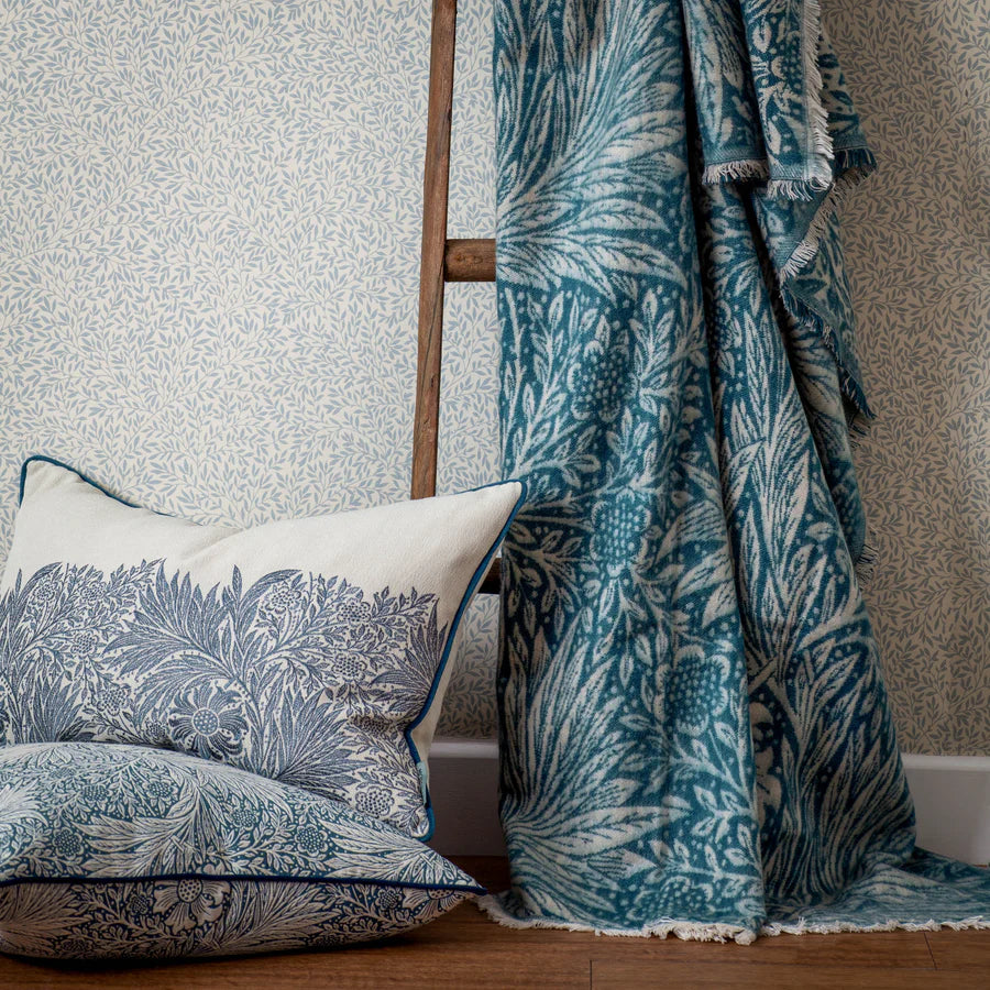 Morris & Co. Marigold Jacquard Throw - Indigo