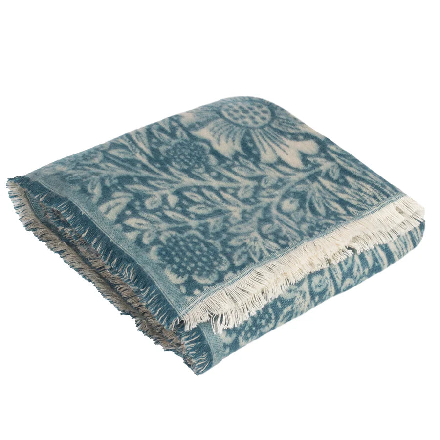 Morris & Co. Marigold Jacquard Throw - Indigo