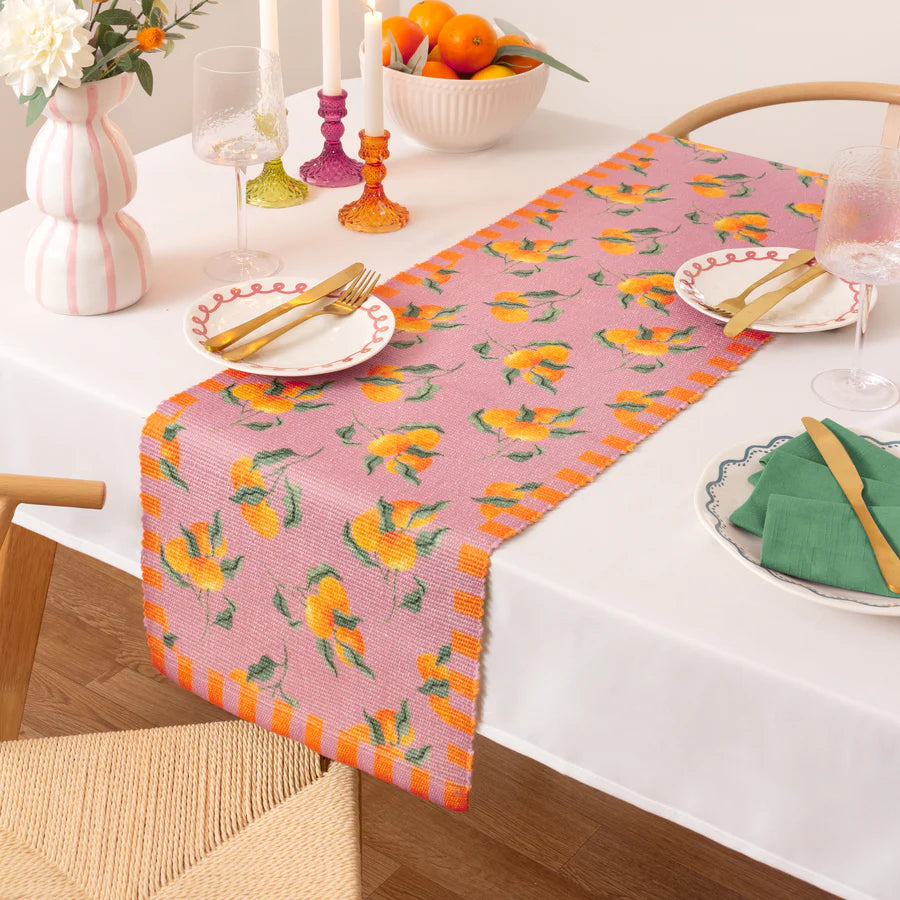 Oranges Outdoor Table Runner - Pink