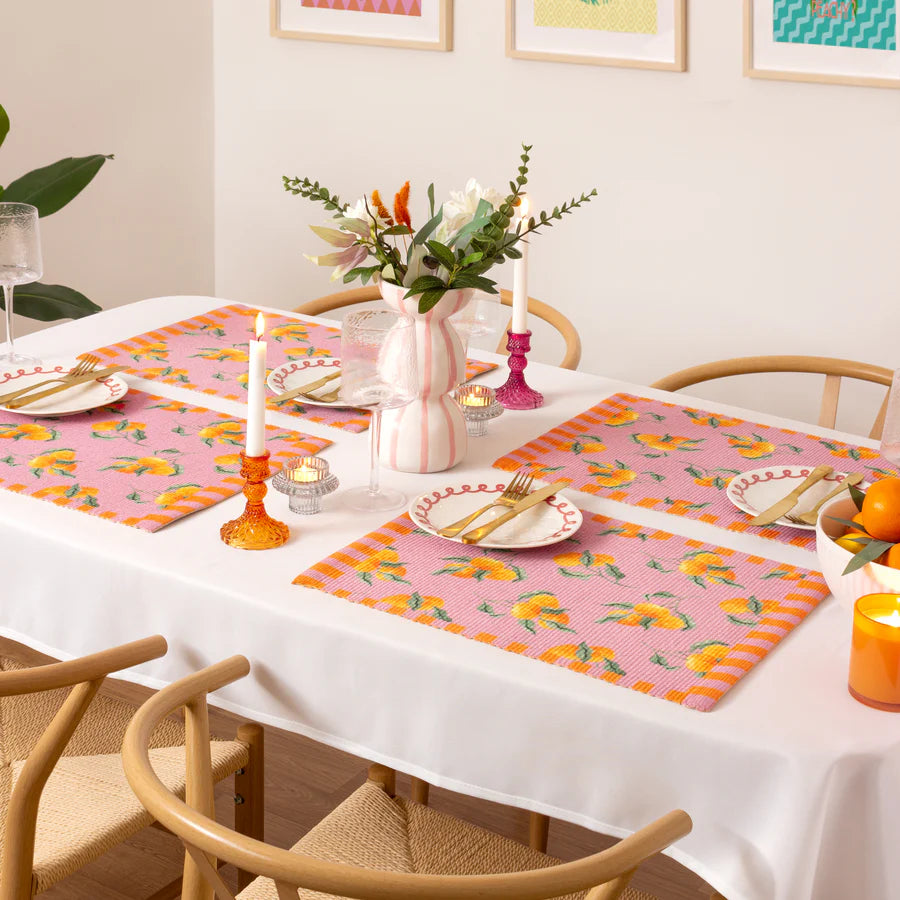 Oranges Set of 4 Outdoor Placemats - Pink