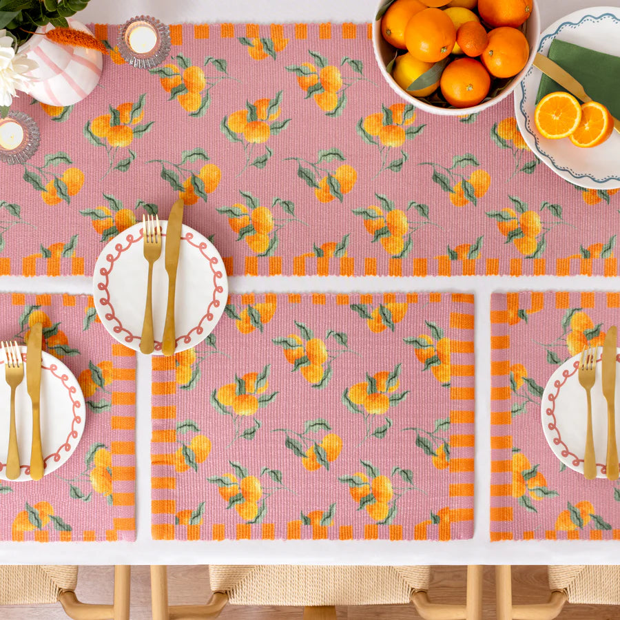 Oranges Set of 4 Outdoor Placemats - Pink