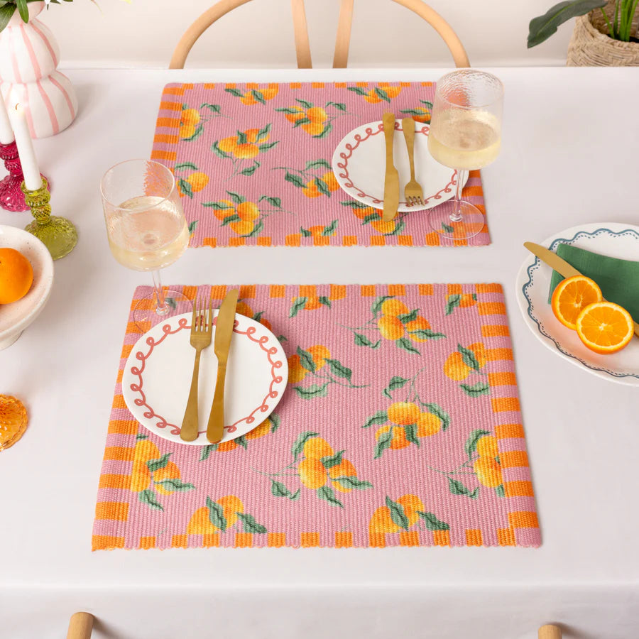 Oranges Set of 4 Outdoor Placemats - Pink