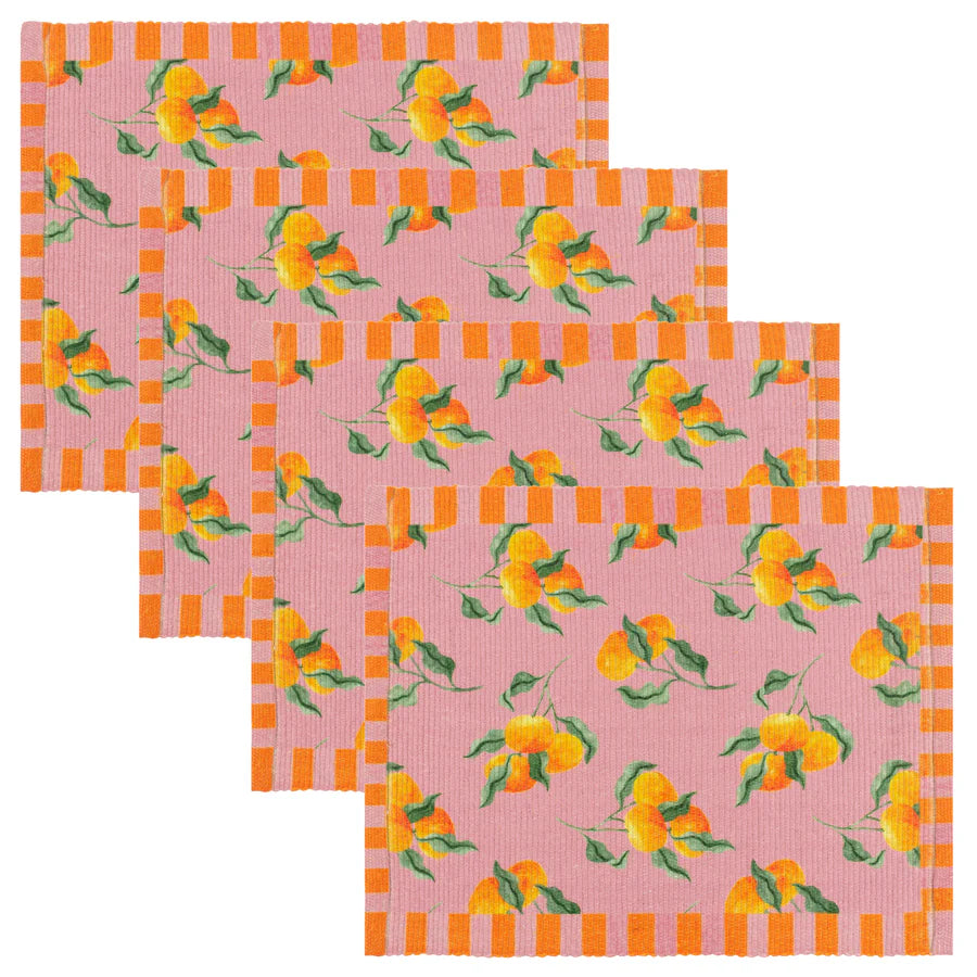 Oranges Set of 4 Outdoor Placemats - Pink
