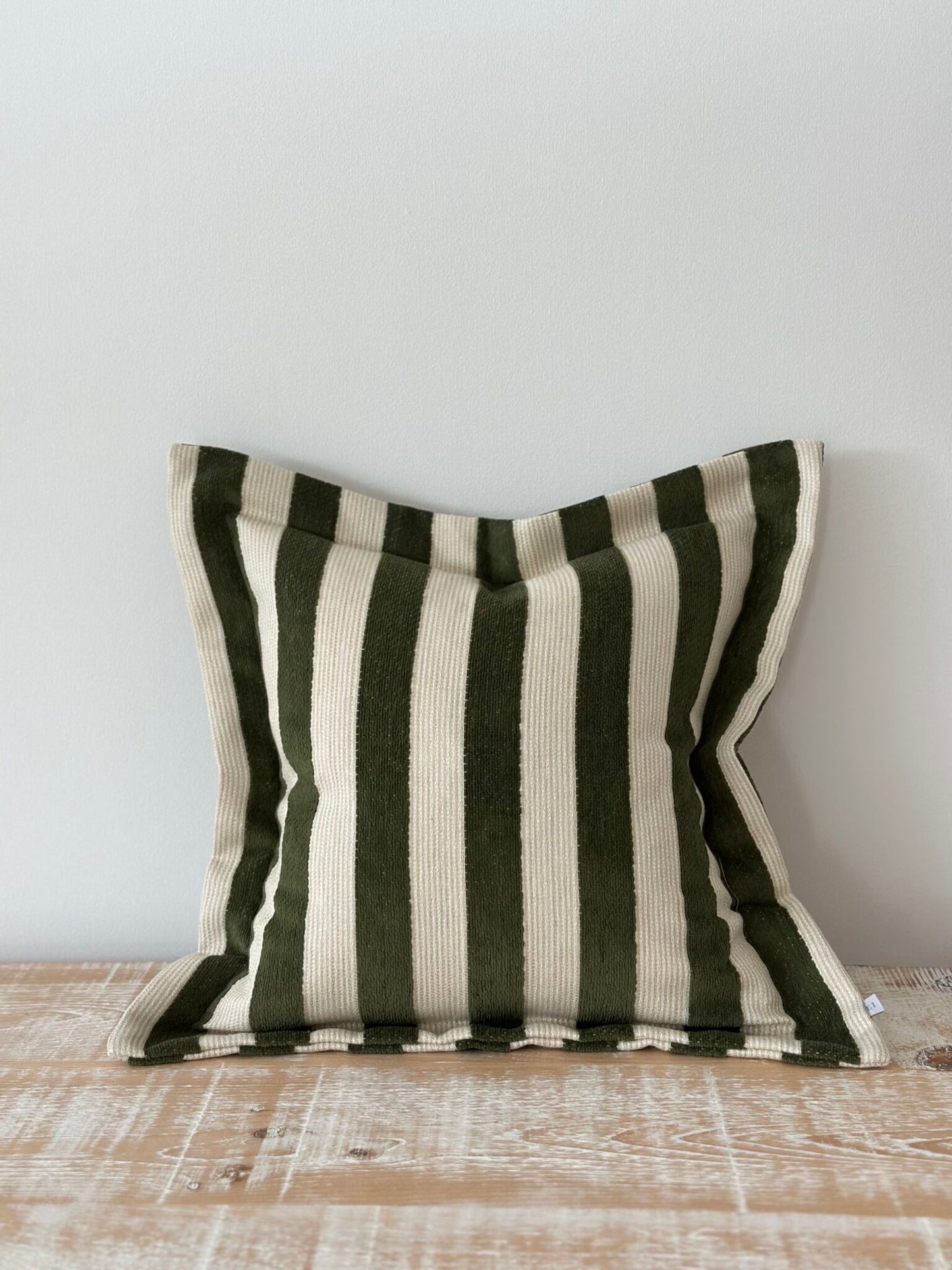 Orla Olive Green Stripe Cushion