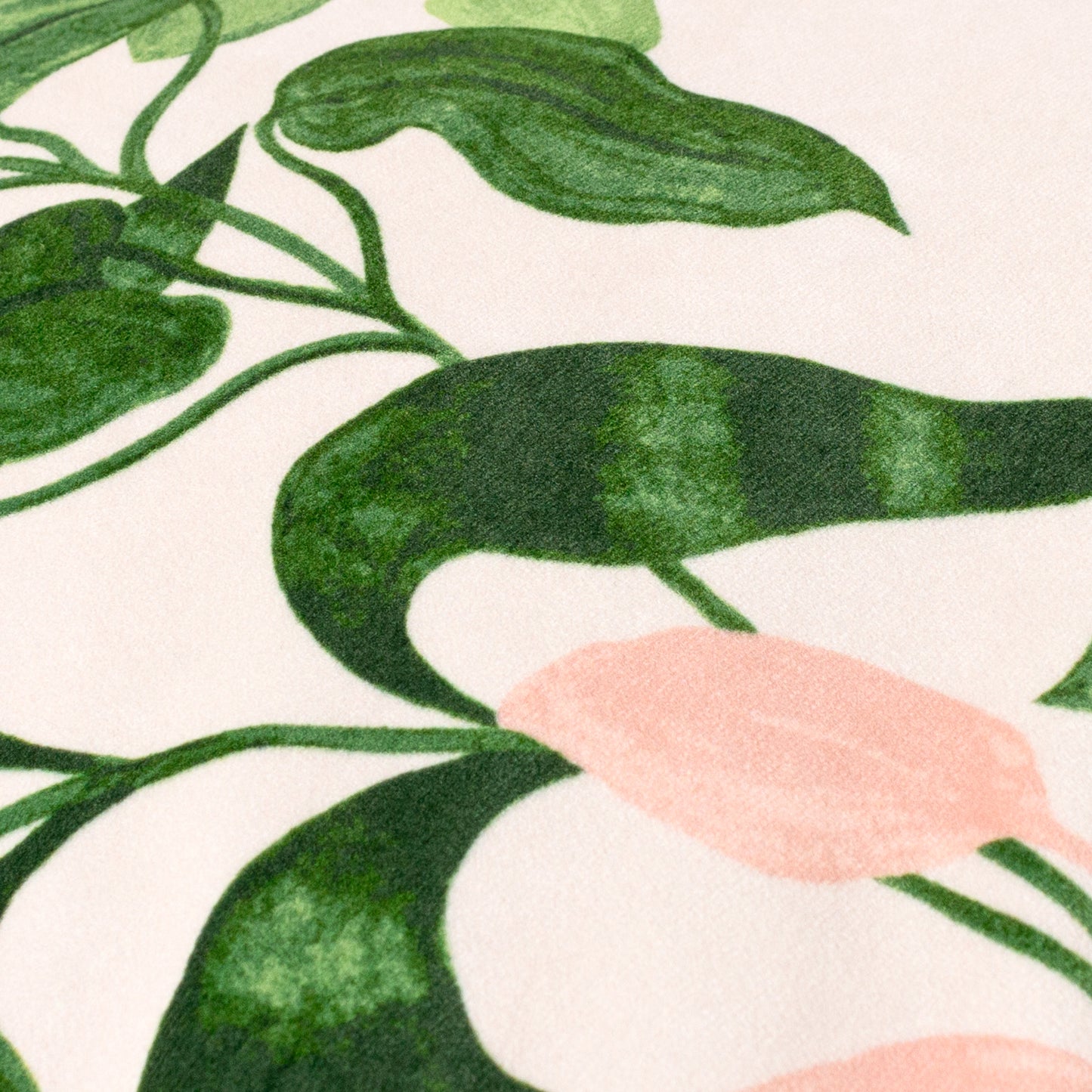 Passiflora Piped Velvet Cushion - Peach/Vine Green