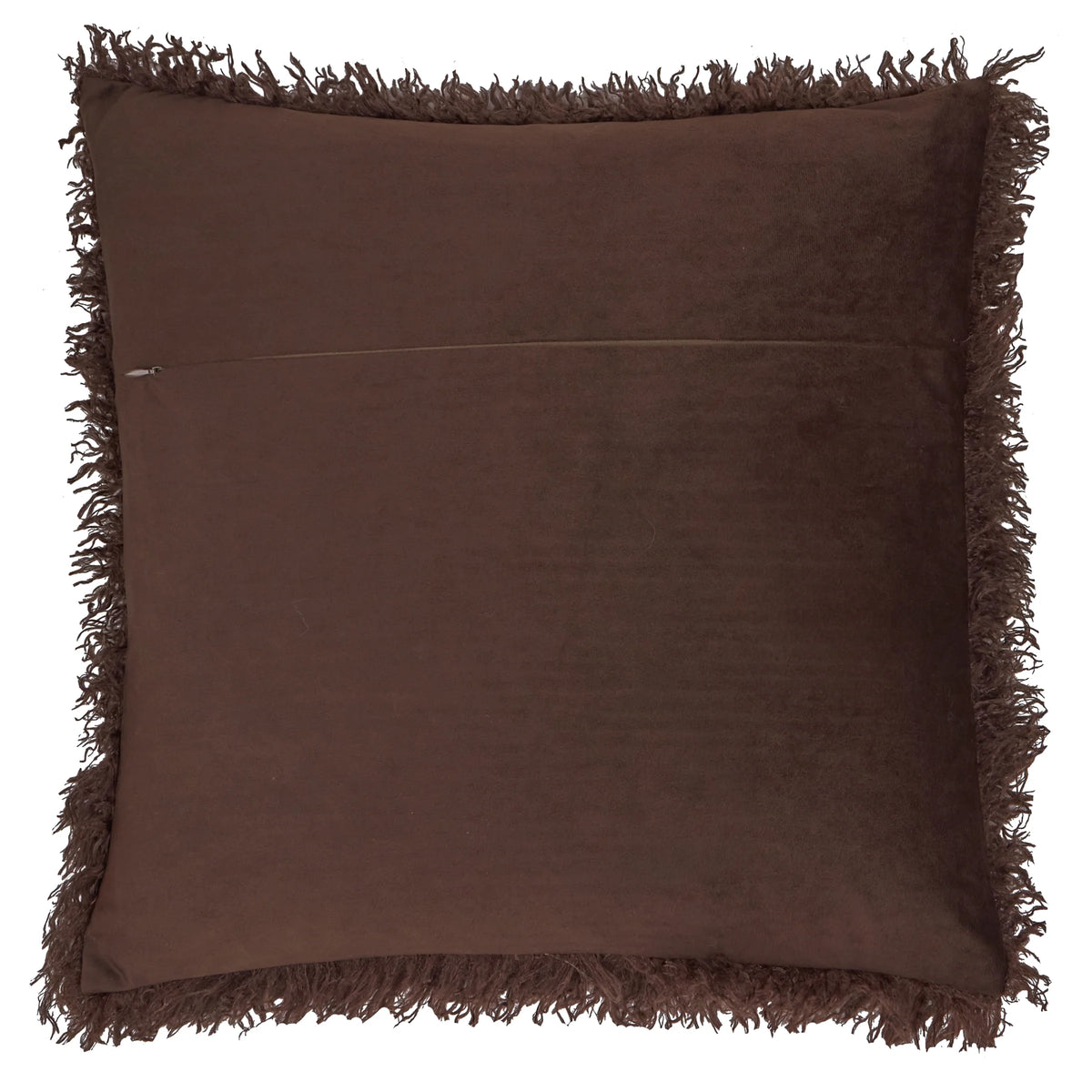 Rowan Shaggy Faux Fur Cushion - Chocolate