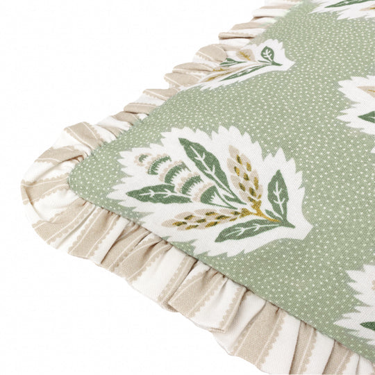 Sanderson Sessile Leaf Ruffle Cushion - Sage