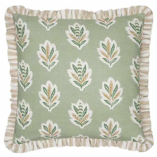 Sanderson Sessile Leaf Ruffle Cushion - Sage