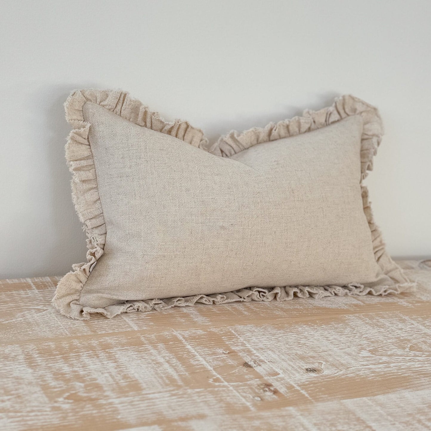 Sand Rectangular Ruffle Cushion