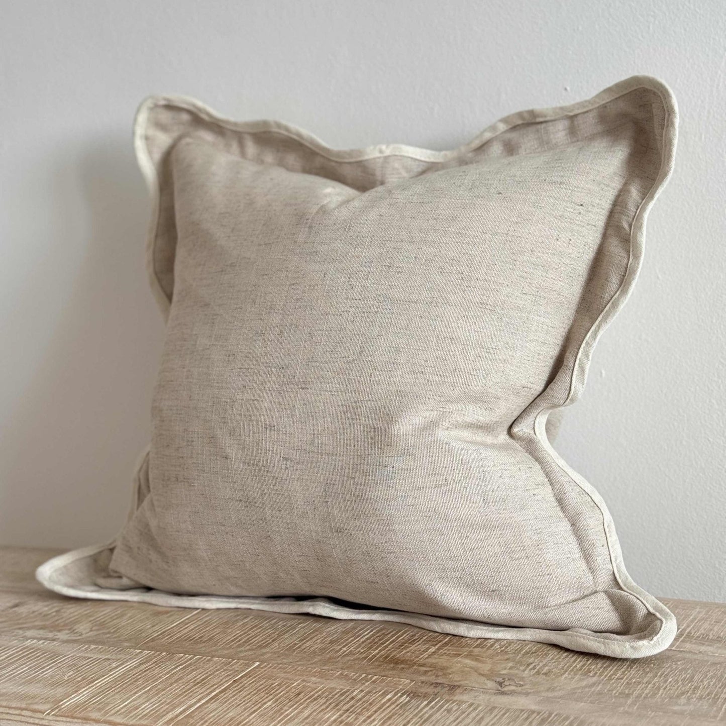 Sand Linen Blend Scalloped Cushion