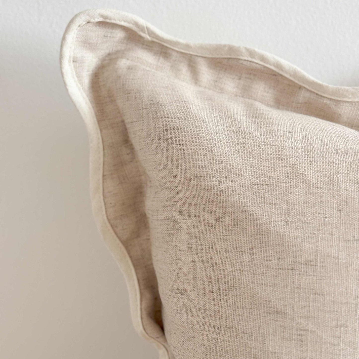 Sand Linen Blend Scalloped Cushion