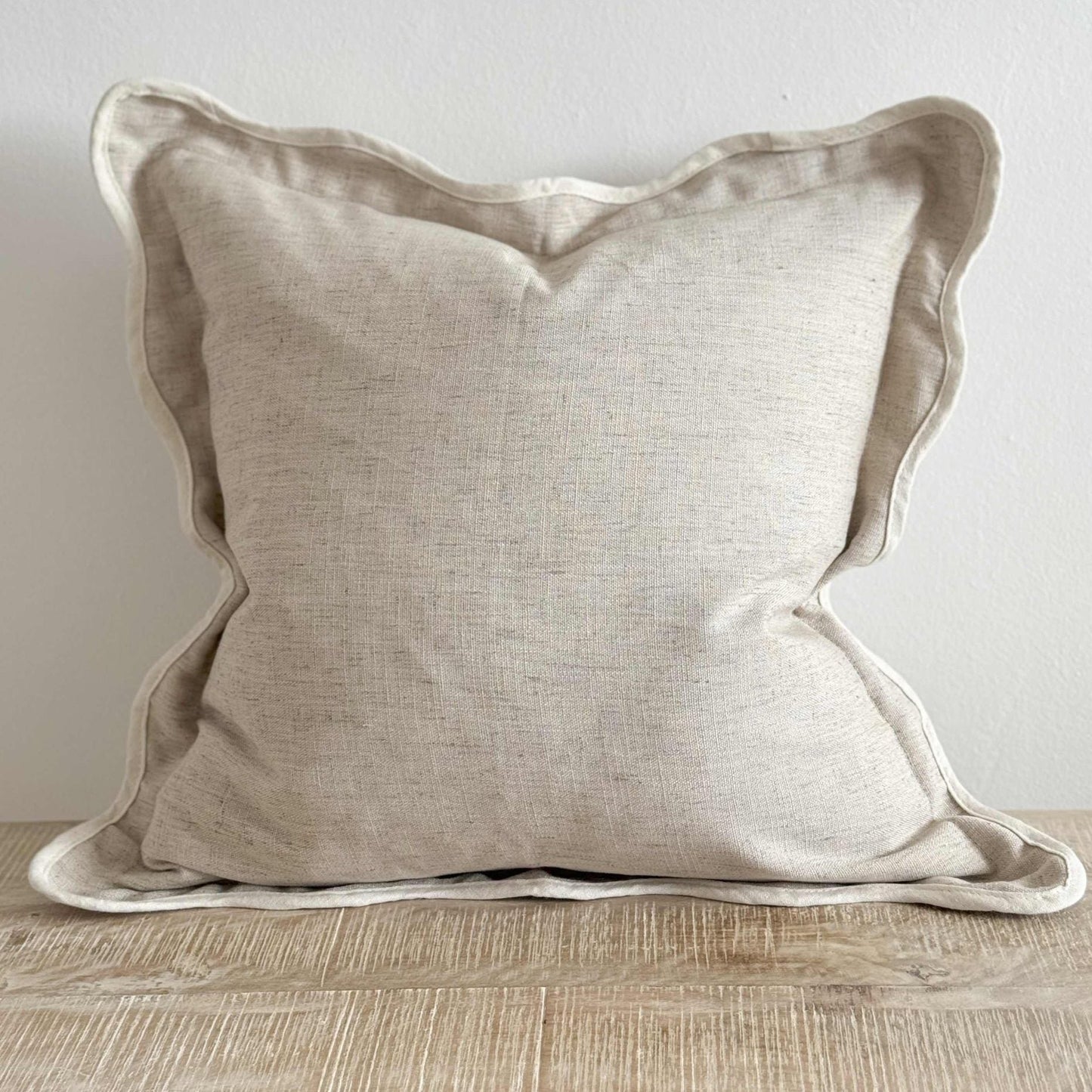 Sand Linen Blend Scalloped Cushion