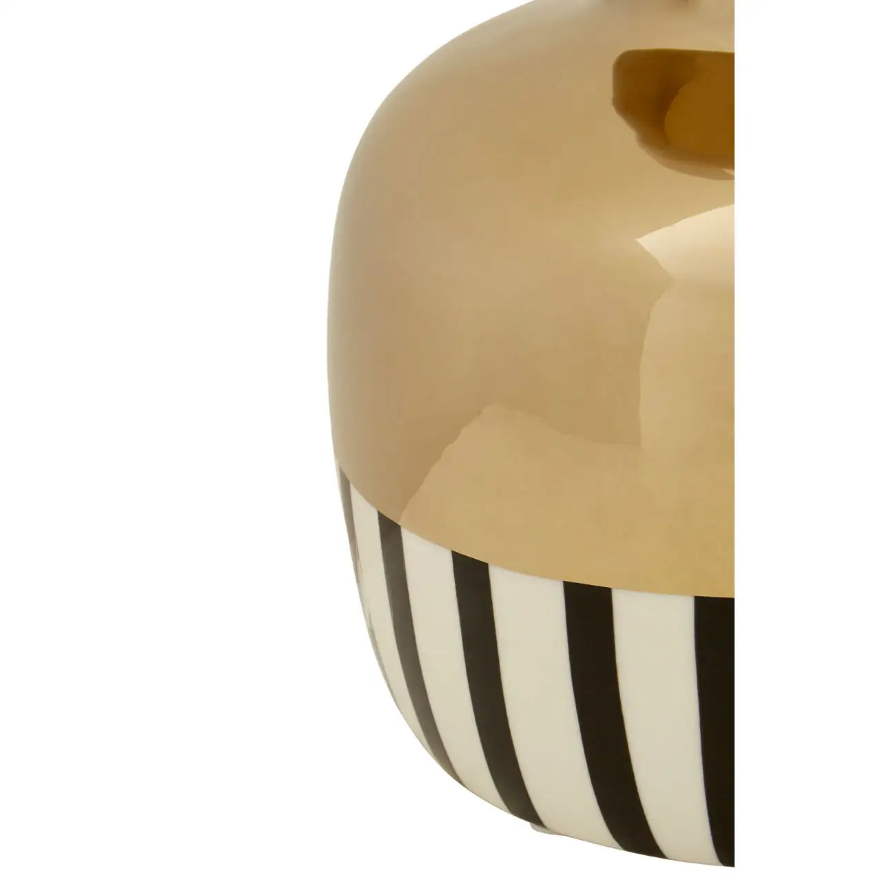 Small Black & White Striped Vase with Gold Top