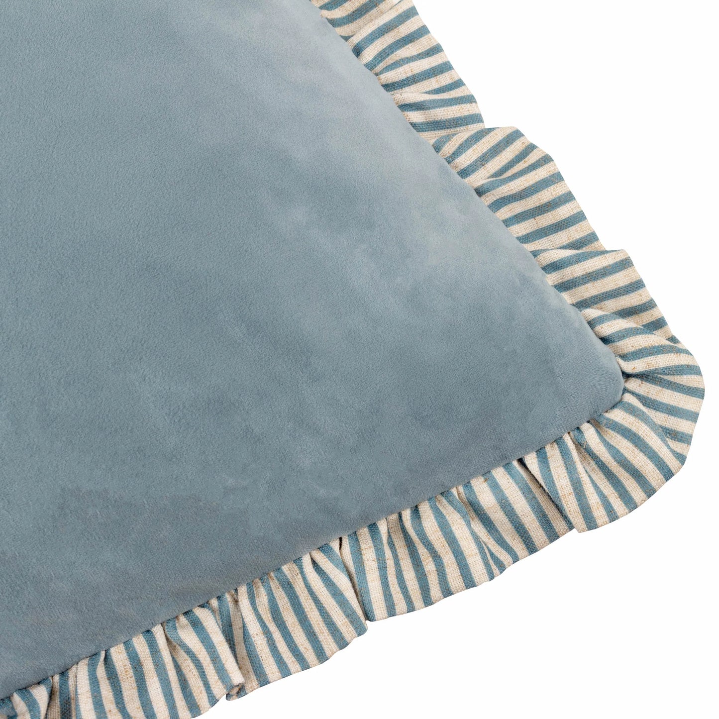 Solene Ruffle Matte Velvet Cushion Blue