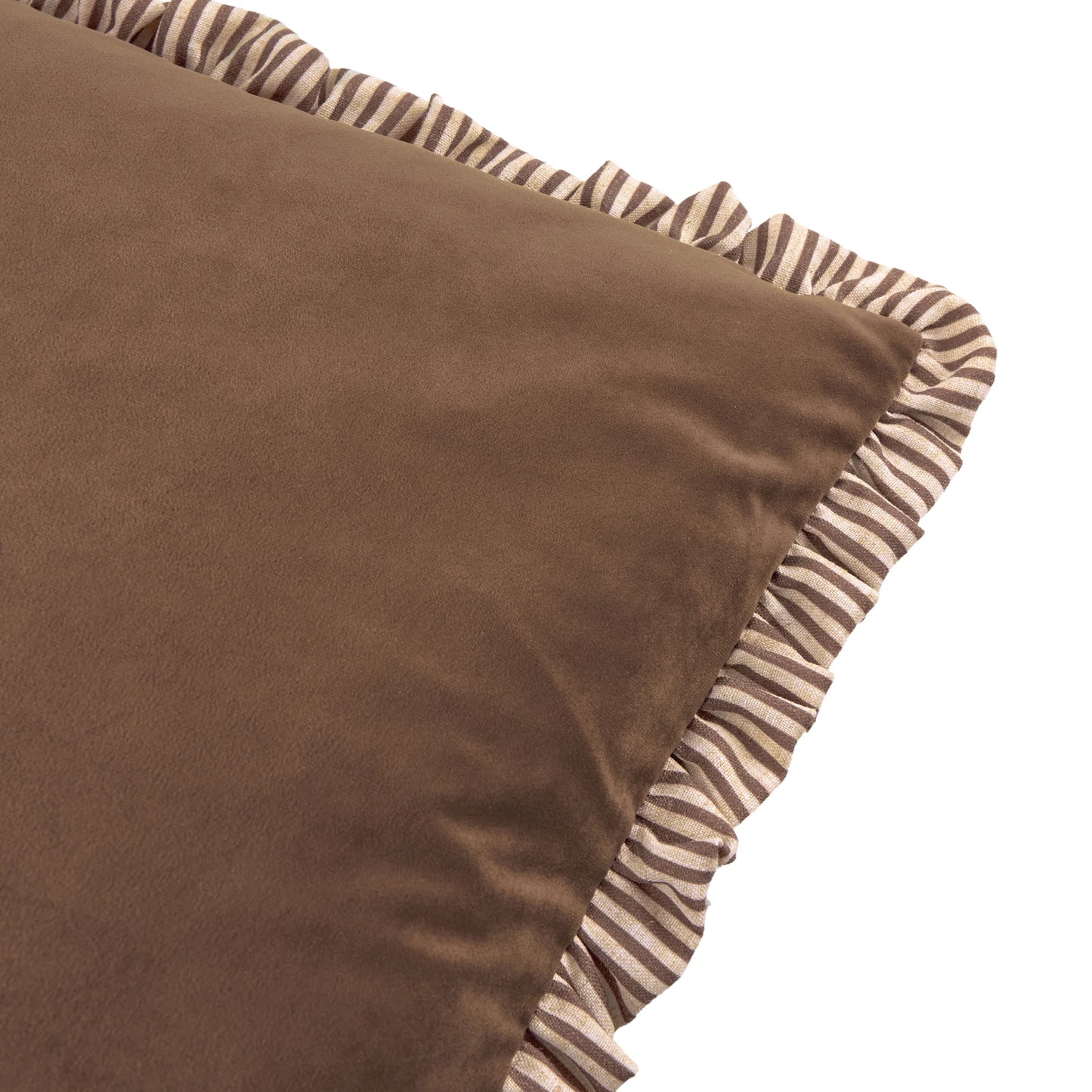 Solene Ruffle Matte Velvet Cushion – Truffle