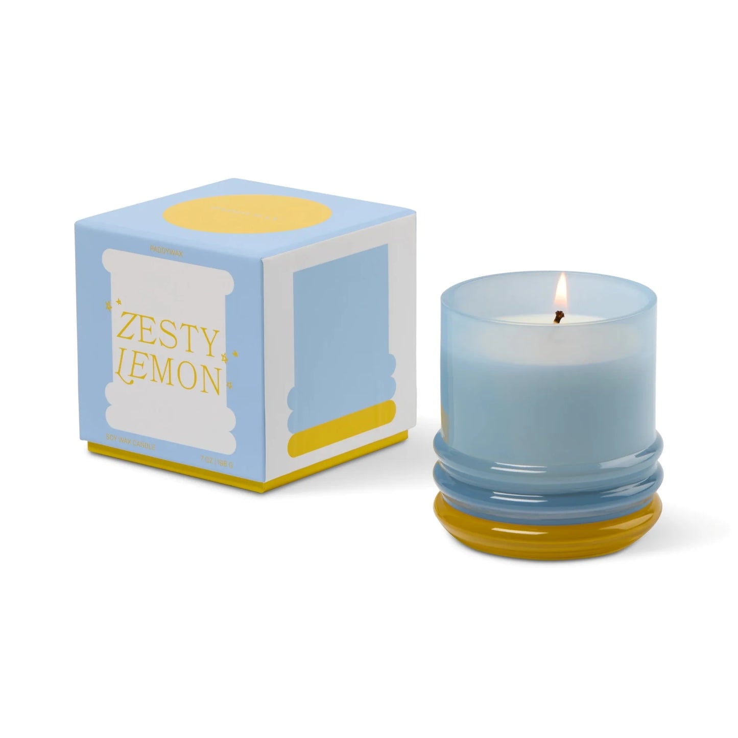 Stack Glass Candle Blue and Yellow - Zesty Lemon