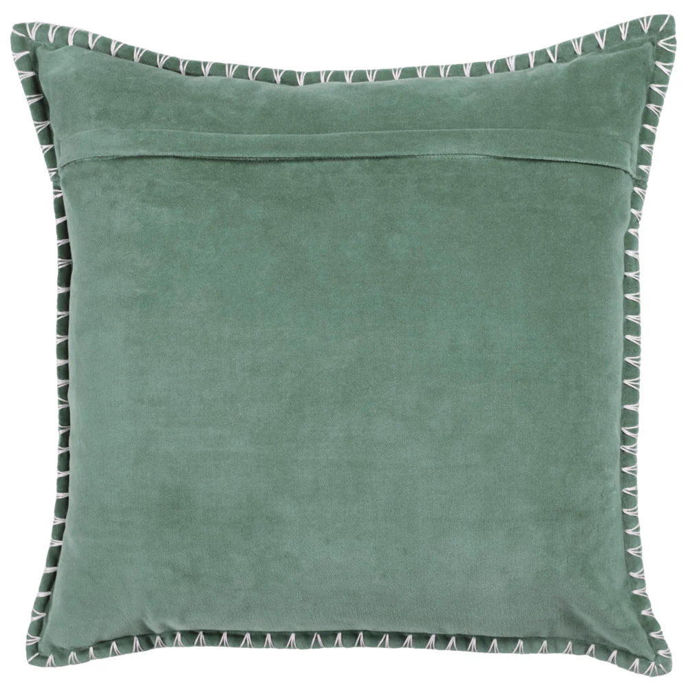 Voyage Maison Stitch Embroidered Feather Cushion - Seafoam