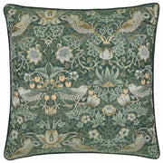 Strawberry Thief Piped Jacquard Cushion Forest