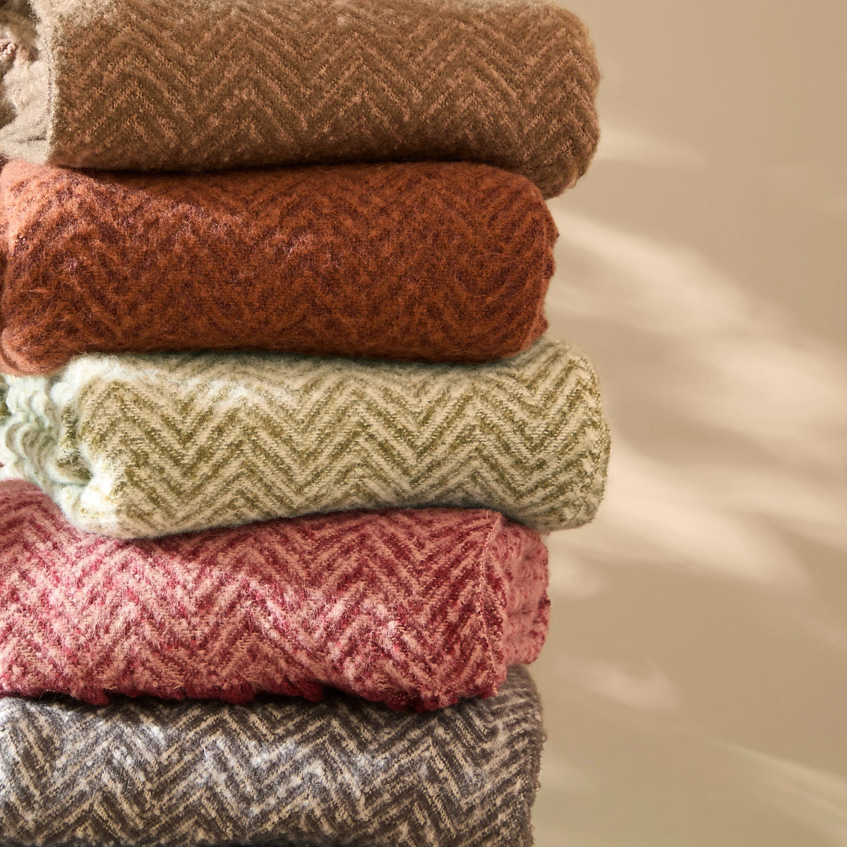 Tweedie Brushed Herringbone Throw - Green