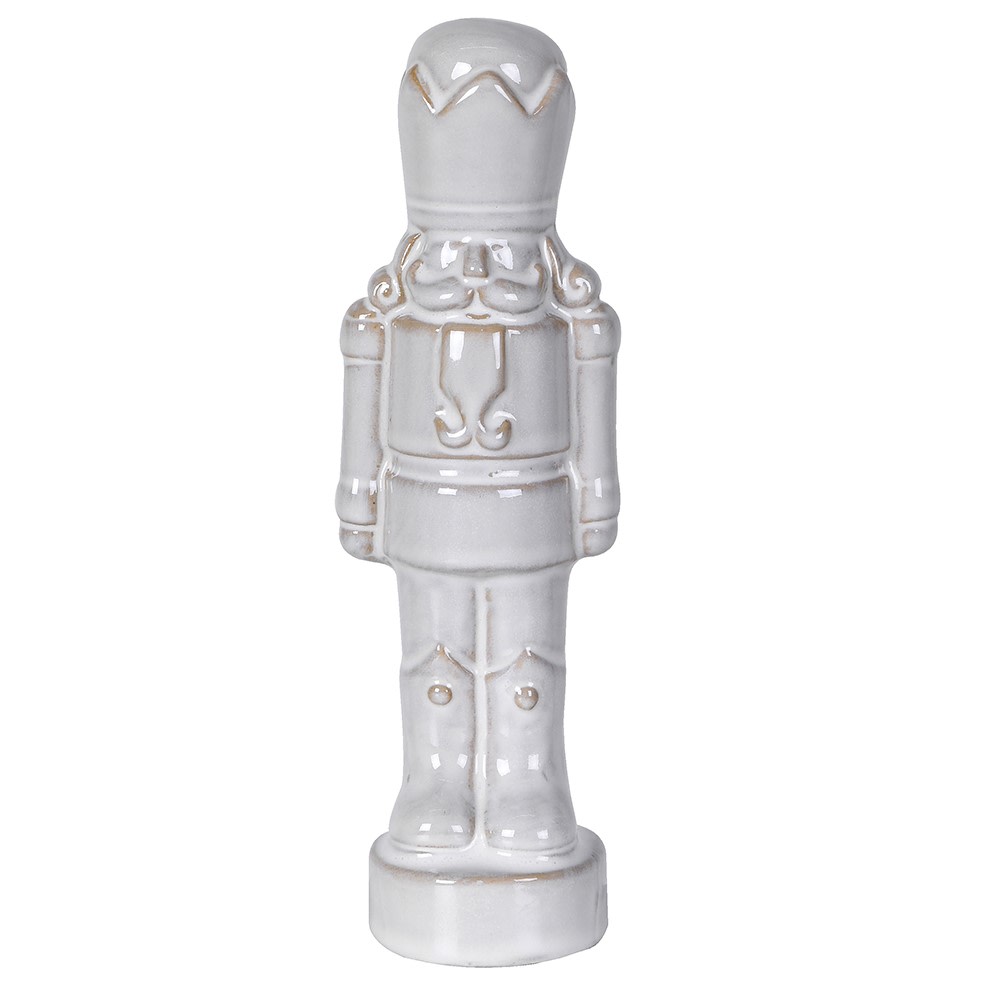 White Ceramic Nutcracker Christmas Decoration