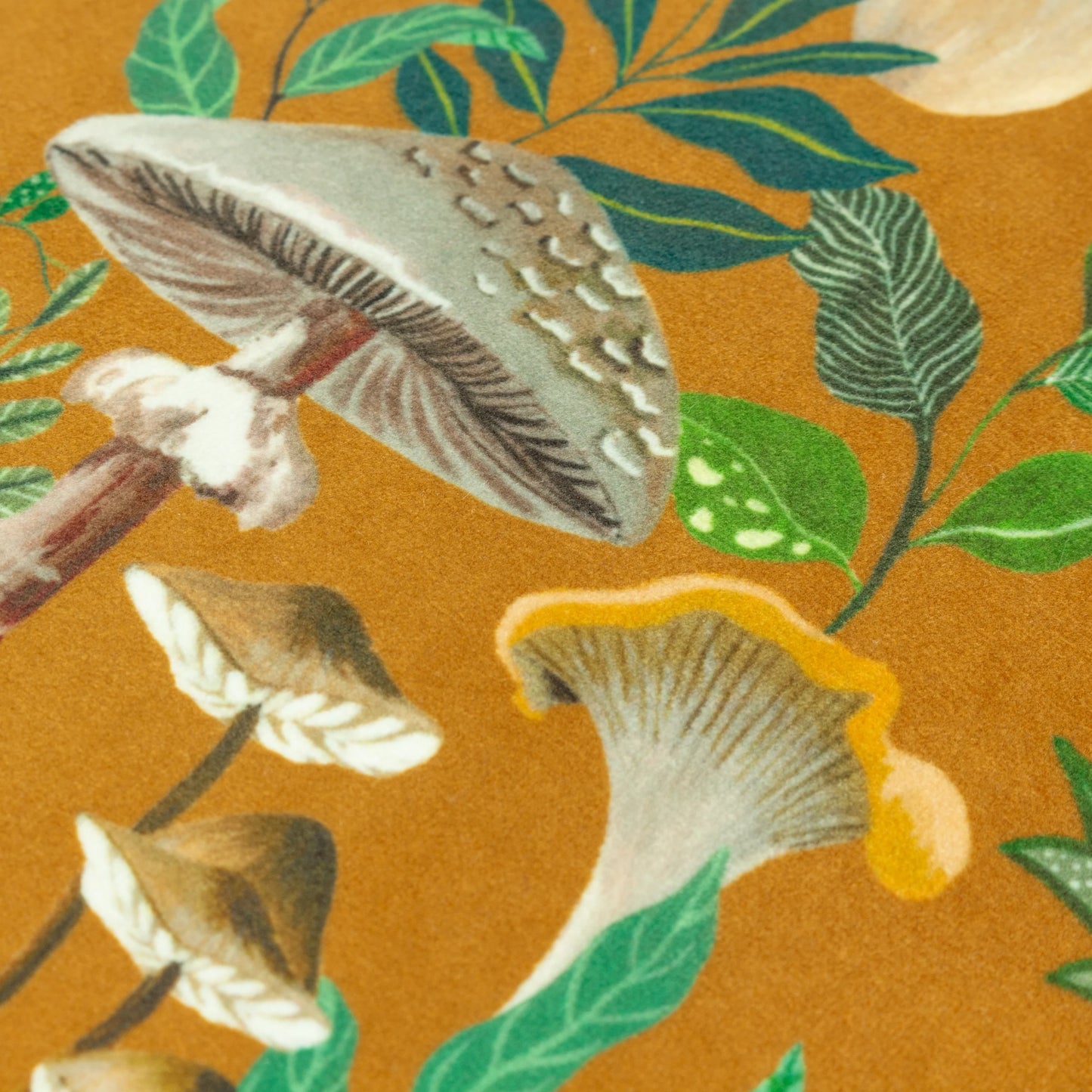 Wild Garden Mushroom Gold Cushion