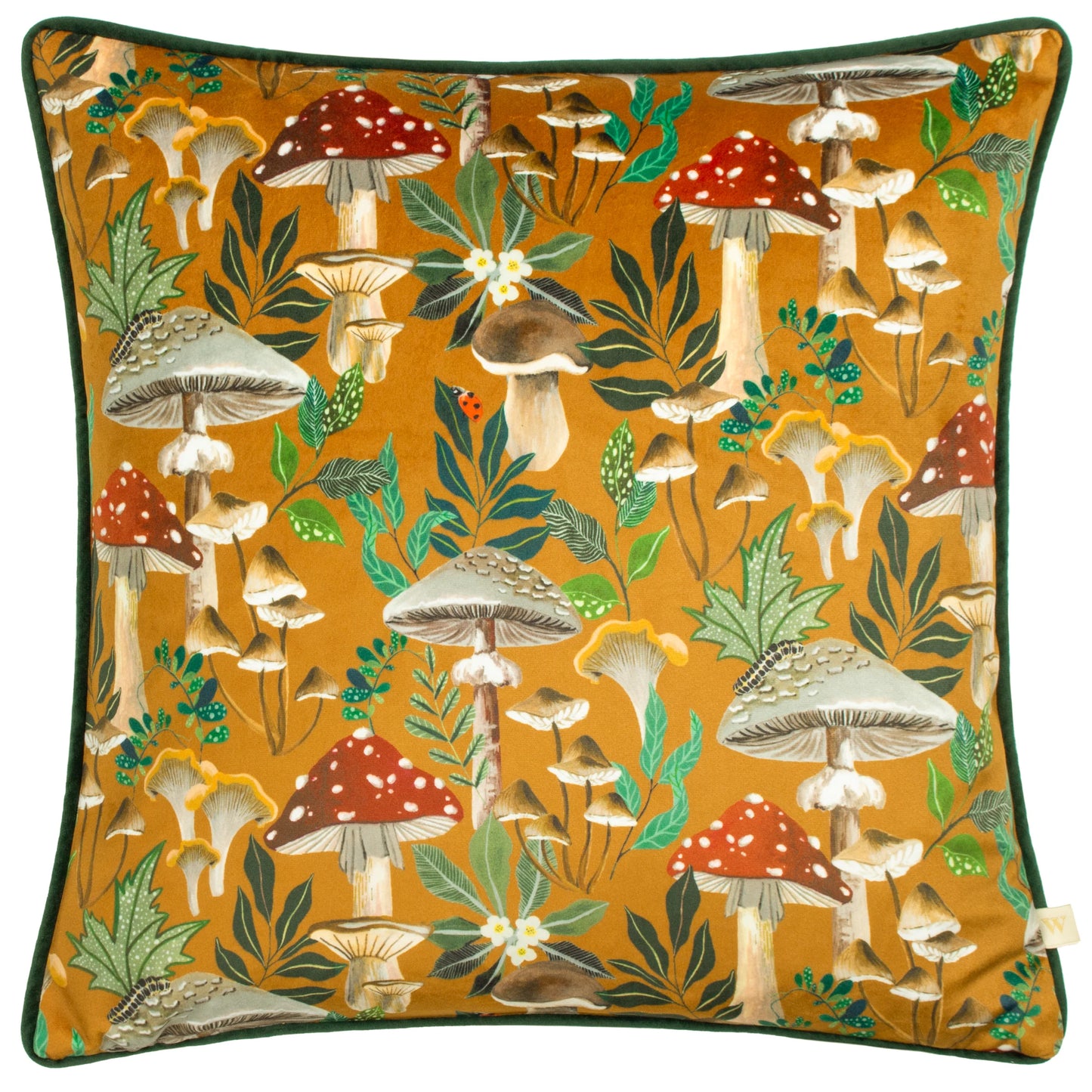 Wild Garden Mushroom Gold Cushion