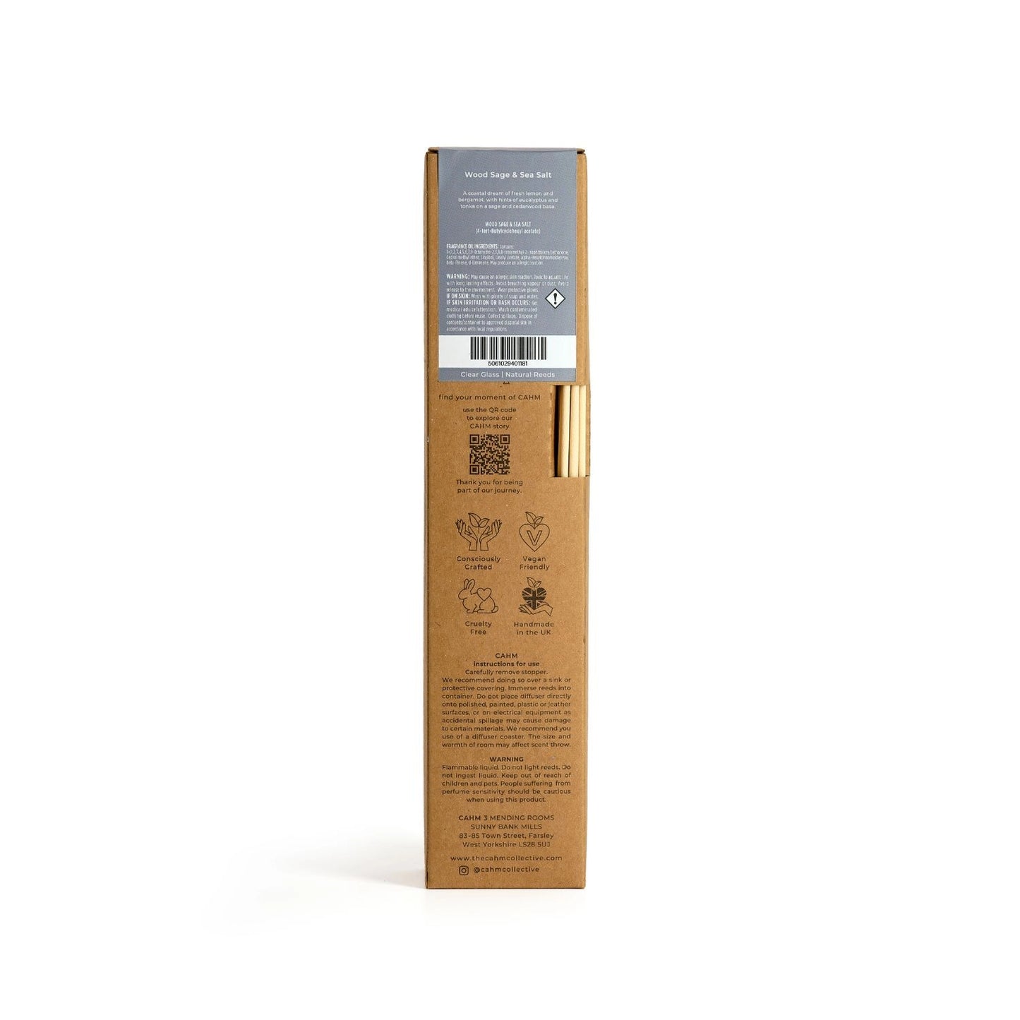 CAHM Wood Sage & Sea Salt Reed Diffuser - Clear