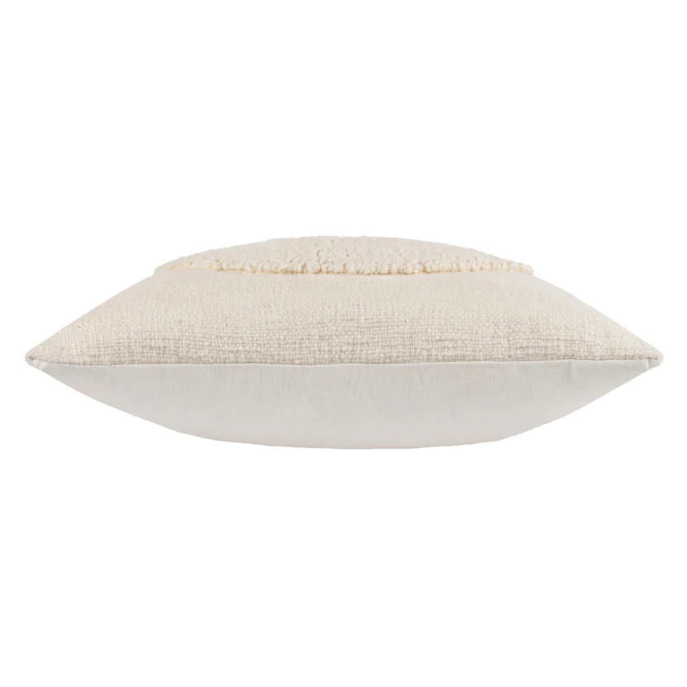 Woven Cotton Cushion with Tufted Boucle Circle