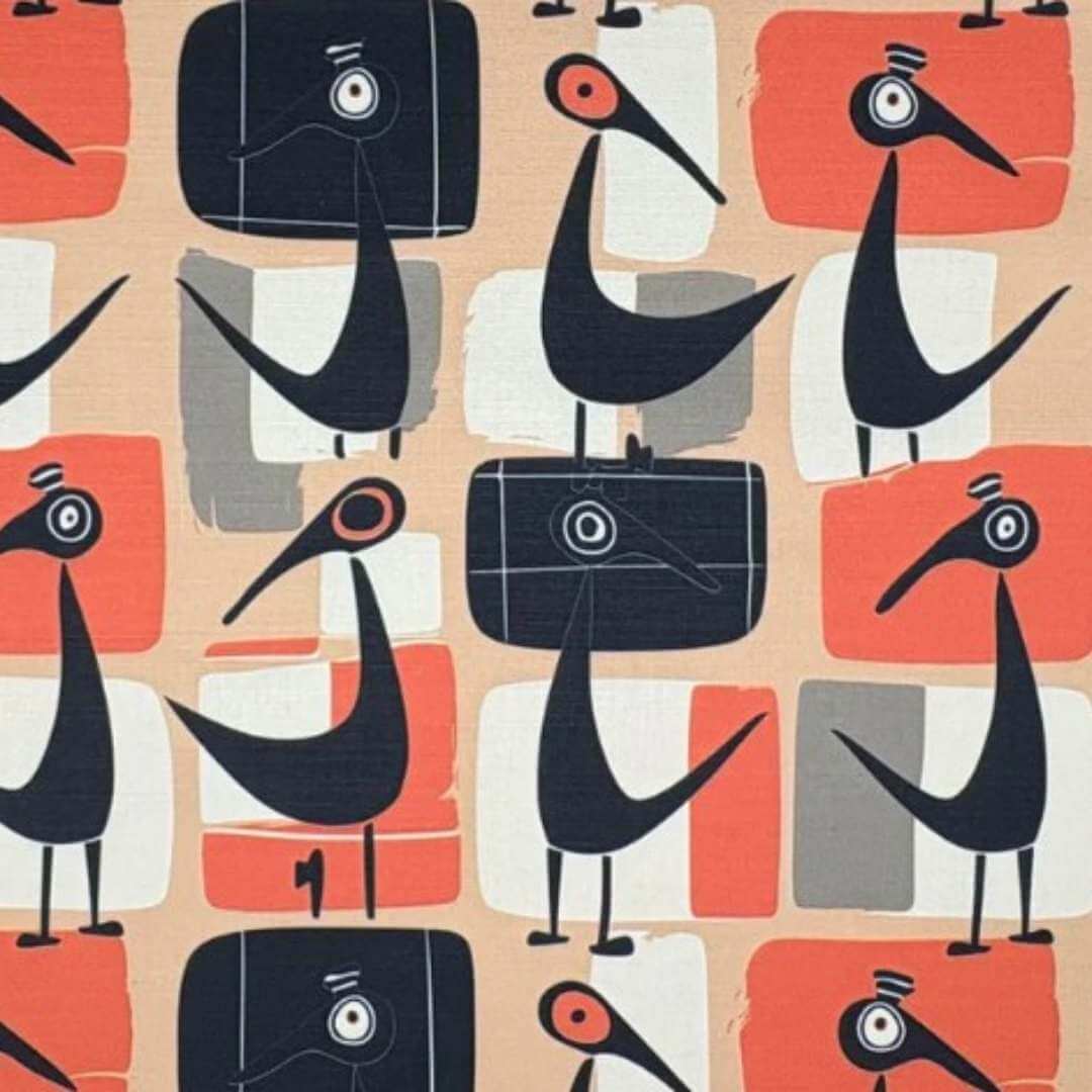 30cm Abstract Bird Retro Style Drum Lampshade