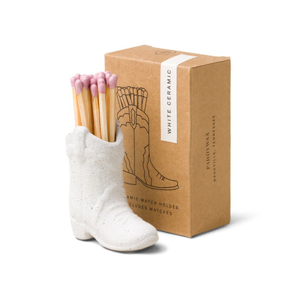 Cowboy Boot Match Holder White with 25 matches