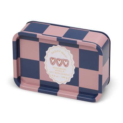 A Dopo Hearts Printed Tin Candle - Rosewood Vanilla