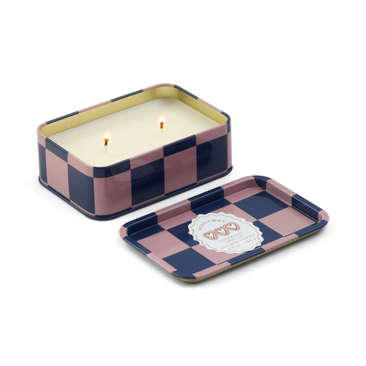 A Dopo Hearts Printed Tin Candle - Rosewood Vanilla